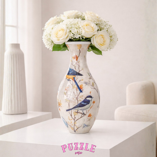 Puzzle Vase - Lovely Blue Hummingbird